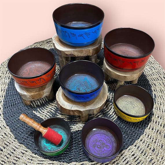 7ピースシンギングボウルギフトセット、チャクラ14〜22cm - Etsy 日本