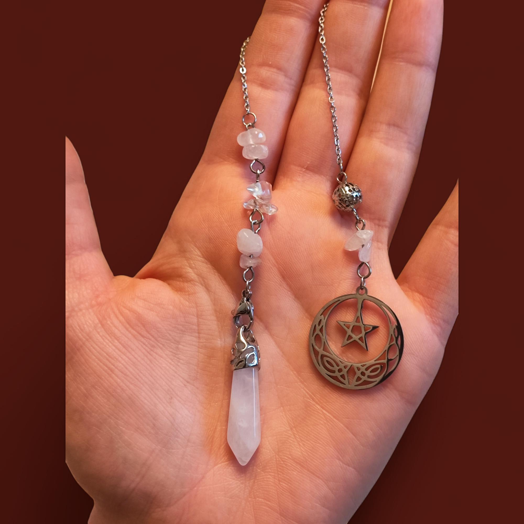 Healing stone pendulum made of rose quartz