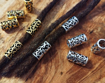 Set of two large dread beads gold/silver