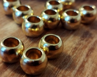 Set of 6 large gold dread beads
