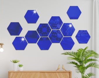 Hexagon Acrylic Mirror Set: Modern Wall Decor, Self Adhesive (12 Pieces)