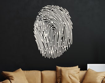 Fingerprint wooden wall decor, decorative panel carved wall decor, abstract wall sculpture art, large wooden wall decor, gift for home