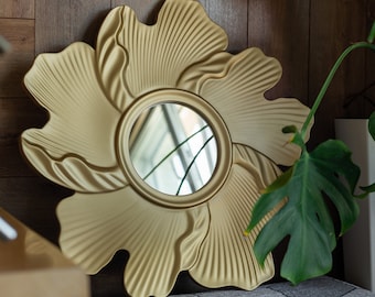 Flower Shaped Mirror: Golden Boho Wall Decor (27 inch)