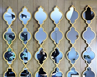 Decorative acrylic mirrored stripes, oriental water drop mirrors, gold frame acrylic boho mirrors set, living room mirrors wall decor