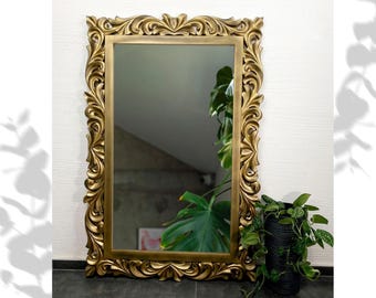 Vintage Large Heavy Ornate Rose Plastic Mirror - Etsy