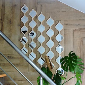 Mirror wall decor, plywood frame water drop mirrors, tear drop wall mirrors wood frame, mirrored acrylic decor bedroom, house warming gift