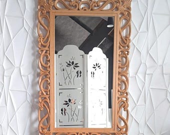 Wood Carved Baroque Mirror Frame: Large Oak Frame, Vintage Style