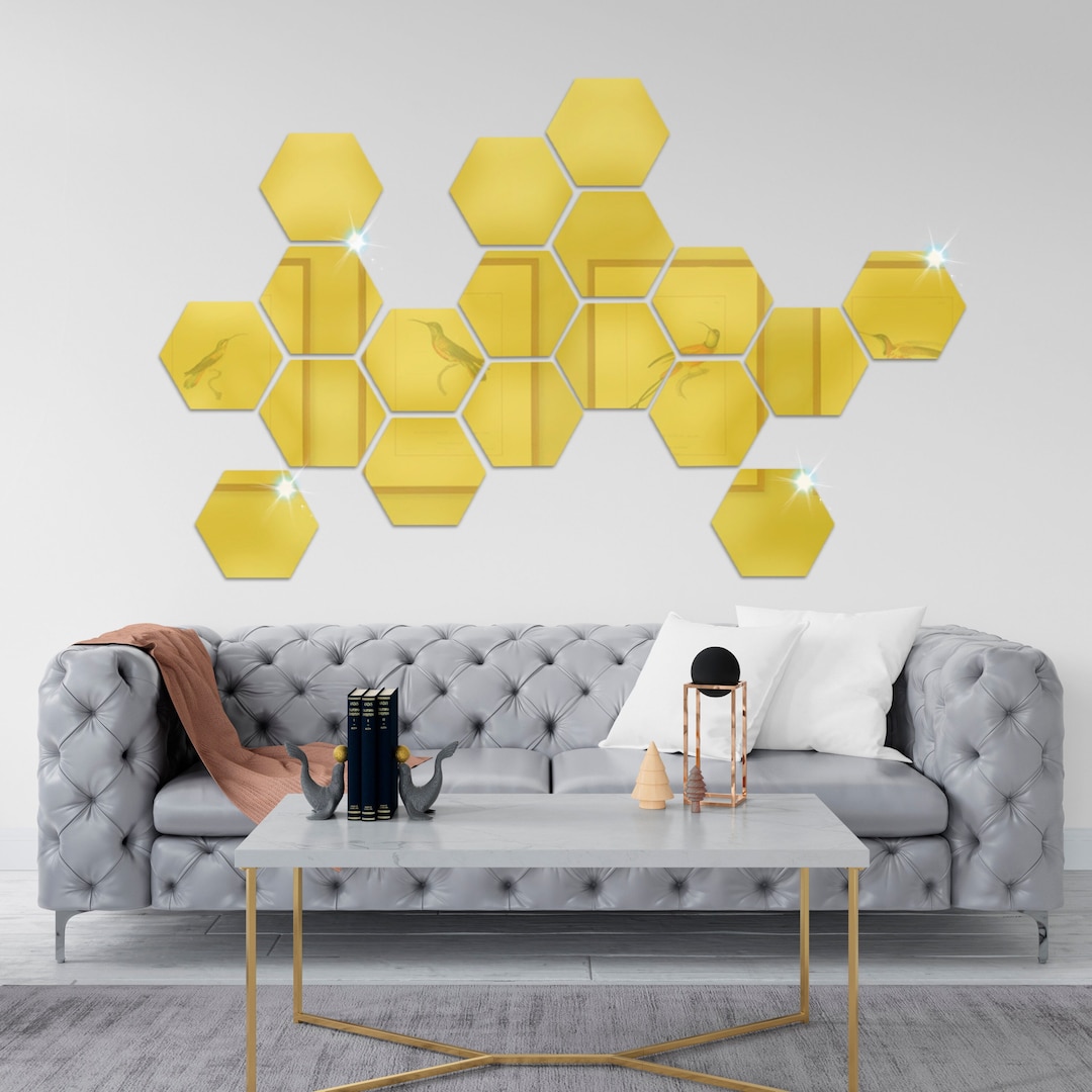 Mirrored Acrylic Wall Décor Set of 18 Self Adhesive Hexagon Etsy