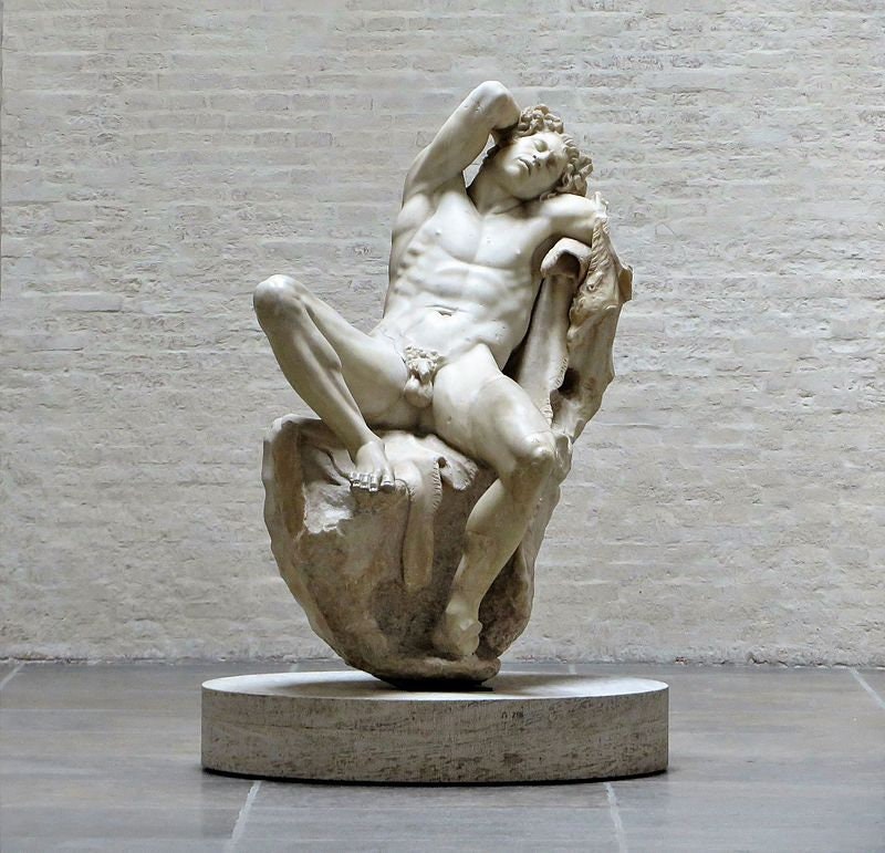Een Romeins uit been gesculpteerd beeldje met gelaten van Claudius en