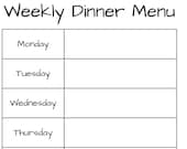 Weekly Dinner Menu Planner – Minimalist Printable | Instant Digital Download (PDF, JPG, PNG)