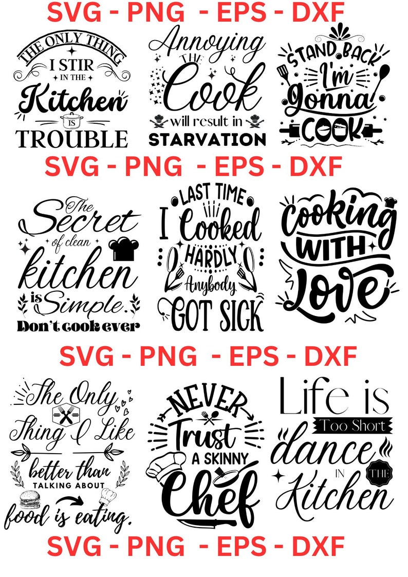 Funny Kitchen Quotes Design Bundle ,digital Download - Etsy
