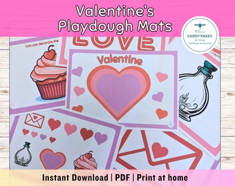 Playdough Mats Printable | Valentines | Preschool | Pre-K Activities | Montessori Learning | Printable Valentines | Playdough Activity Mats