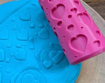 Large Heart Pattern Roller, Playdough Roller, Clay Roller, Valentine Roller, Texture Roller, Playdough