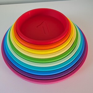 Rainbow Number Sorting Plates, Stacking Montessori Educational Trays 1-10