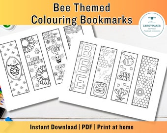 Bee Themed Colouring Bookmarks Printable | Digital Download | Preschool | Bee Resources | Bee themed colouring | Colouring Activity