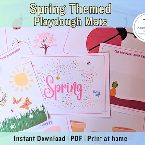 Frühlingshafte Knetmasse Mats Printable | Digitaler Download | Vorschule | Montessori Lernen | Frühling Ressourcen | Knetmasse Aktivitätsmatten