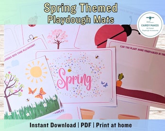 Spring Themed Playdough Mats Printable | Digital Download | Preschool | Montessori Learning | Spring Resources | Playdough Activity Mats