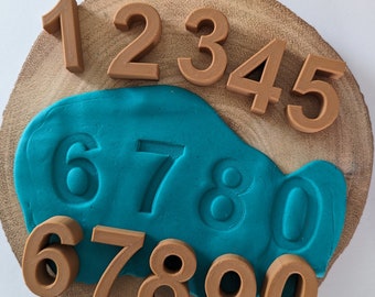 Chunky Number Play Set, Number Set 0-9, 3D printed PLA numbers, Playdough Stamps, Messy Play, School Resource, Home learning Maths,Maths Set