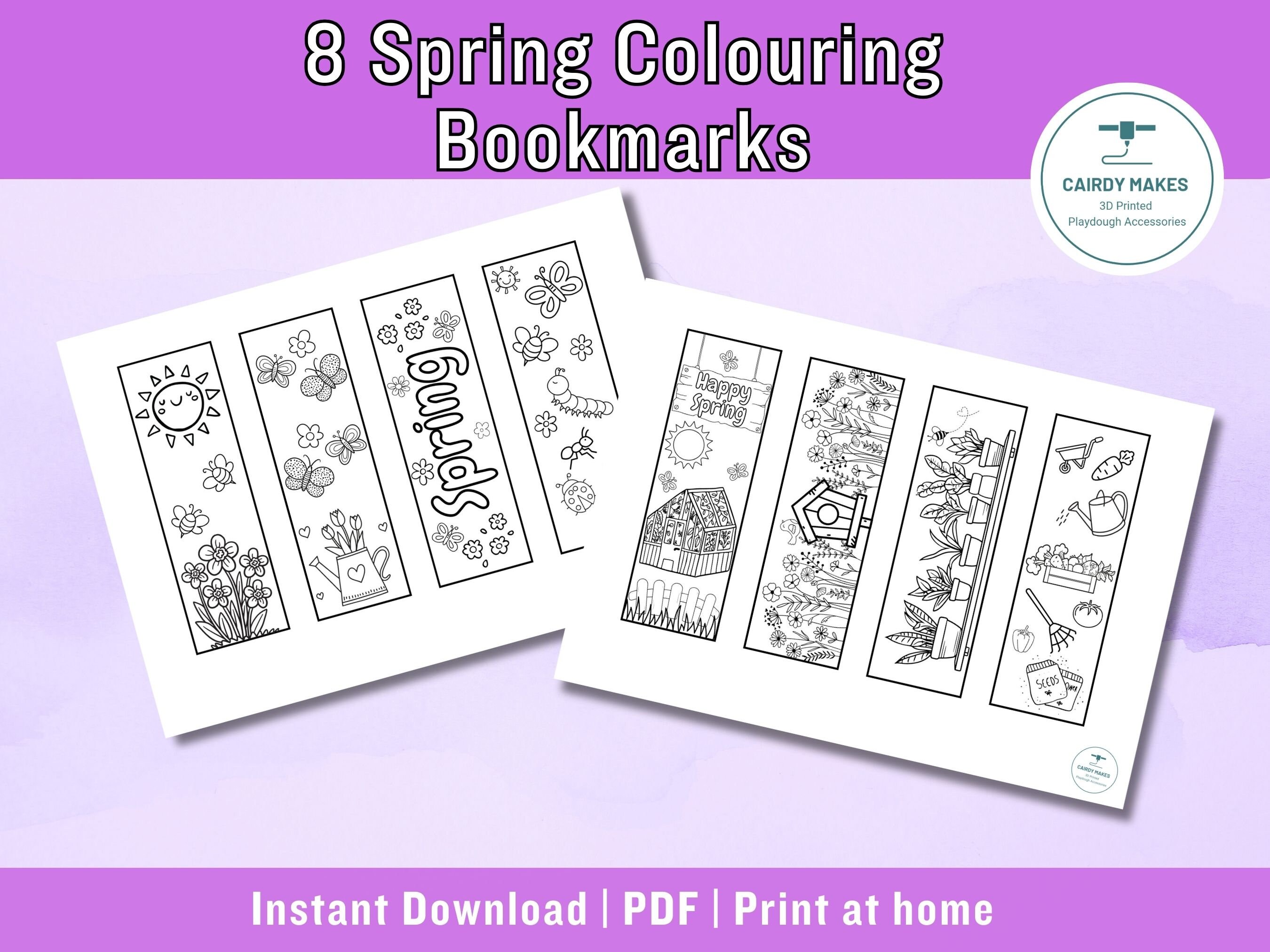 Spring Colouring Bookmarks Printable Digital Download Preschool ...