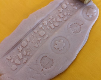 Autumn Pattern Playdough Roller, Mini Clay Texture Roller
