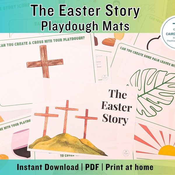 Easter Story Playdough Mats Printable | Digital Download | Preschool | Montessori Learning | Christian Resources | Playdough Activity Mats