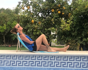 Kit de silla de playa, respaldo portátil plegable, tumbona, silla de suelo transportable, colchoneta ultraligera con respaldo, respaldo relax portátil