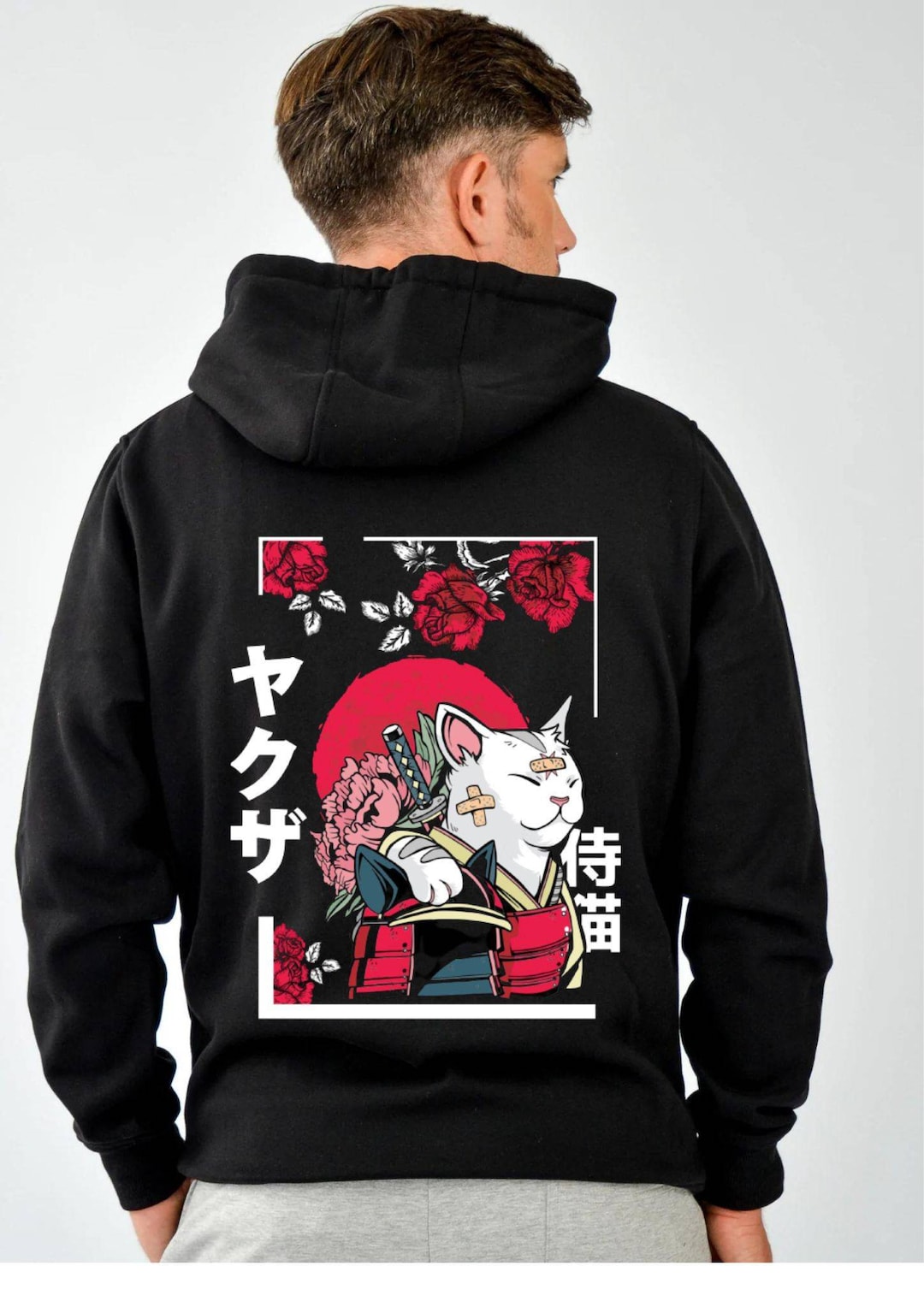 Japanese Cat Hoodie, Anime Streetwear Harajuku Kawaii Pullover Different Colours and Sizes