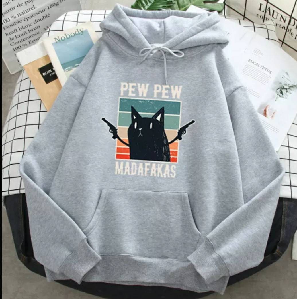 Cool Cat Hoodie Very Good Quality Streetwear Harajuku Kawaii Etsy