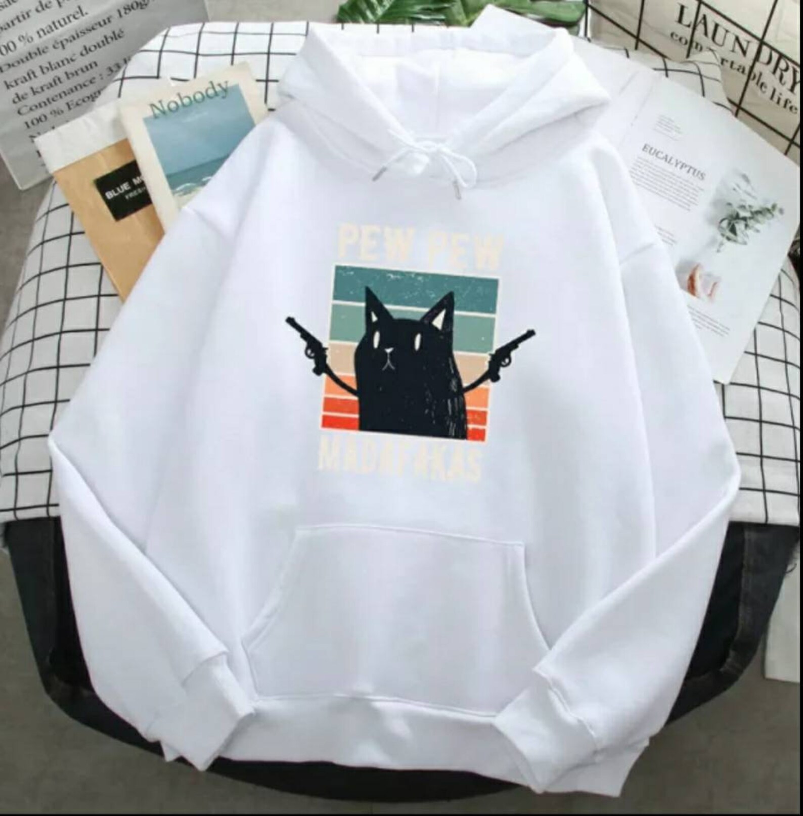 Cool Cat Hoodie Very Good Quality Streetwear Harajuku Kawaii Etsy