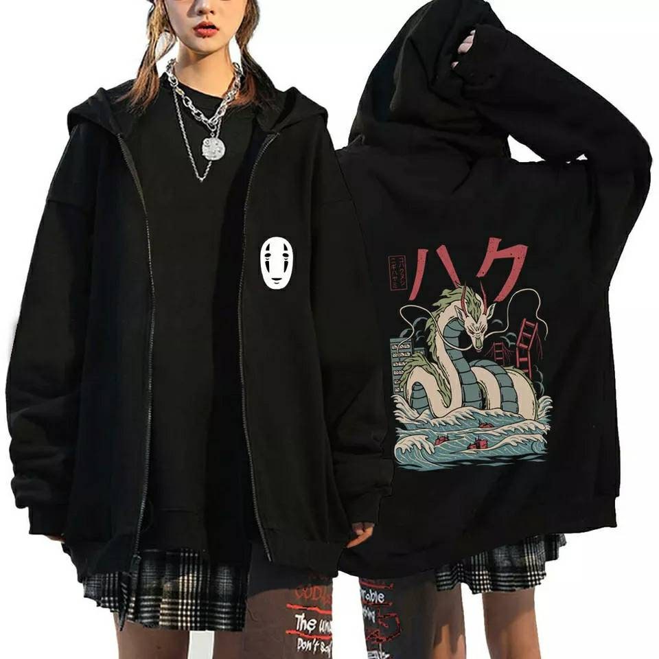 Y2K Retro Anime Print Zip Hoodie Women's Cotton Loose Couple Tops Japan  Harajuku Style Casual Women clothes for teens - AliExpress