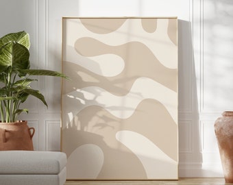 Beige Modern Abstract Print, neutral minimalist wall art, modern art print, beige wall art, minimalistic wall decor (Digital Download)