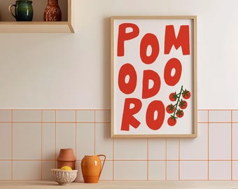 Pomodoro Tomato Kitchen Print, Trendy Food Wall Art (Digital Download)