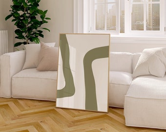 Oliv Grün Abstrakt Print, Minimal Moderne Wand Kunst (Digitaler Download)