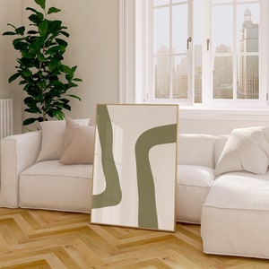 Olivgrüner moderner abstrakter Druck // olivgrüne Wandkunst, moderner Kunstdruck, grünes Wanddekor, minimalistisches Wanddekor, DRUCKBARE KUNST