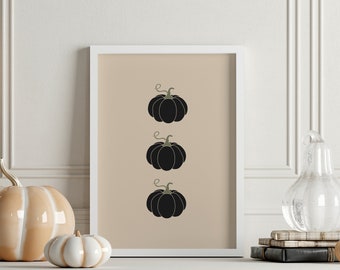 Pumpkin Print // pumpkin wall art, halloween wall art, boho halloween print, neutral halloween print, halloween decor, PRINTABLE WALL ART