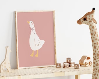 Goose Nursery Print, Duck Wall Art, Girls Room Decor (Digital Download)