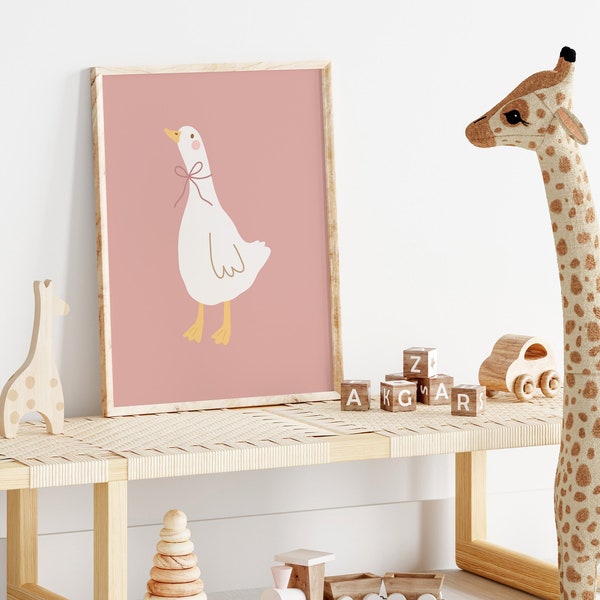 Goose Nursery Print / goose wall art, duck print, duck poster, girls nursery print, girls room prints, cute nursery decor PRINTABLE WALL ART