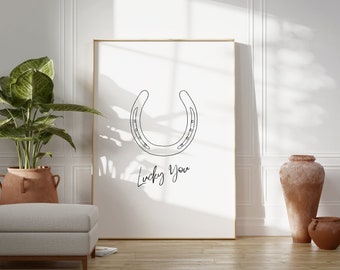 Lámina de herradura "Lucky You", arte de pared imprimible del oeste, decoración de vaqueros, láminas de vaqueras (descarga digital)