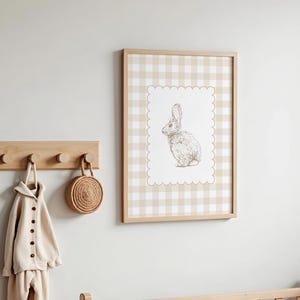 Rabbit Nursery Print // vintage style nursery wall art, neutral nursery print, gender neutral nursery wall art, PRINTABLE WALL ART