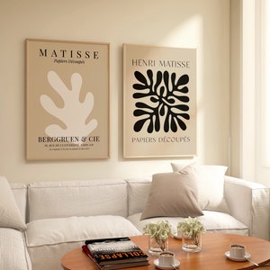 Neutral Matisse Print Set Of 2 // neutral prints, henri matisse print, set of 2 prints, matisse print set, beige wall art, DIGITAL DOWNLOAD