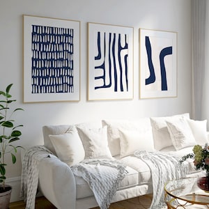 Navy Blue Gallery Wall Set // set of 3 navy blue prints, modern art prints, blue prints, boho prints, navy blue wall art, PRINTABLE WALL ART