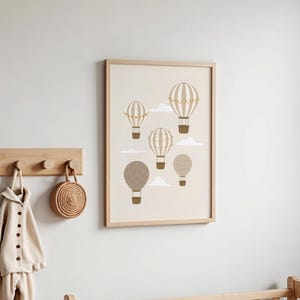 Heißluftballon Poster // neutrales Poster fürs Babyzimmer, Kinderzimmer Druck, Heißluftballon Druck, Spielzimmer Wandbild, DRUCKBARE WAND KUNST