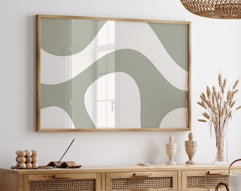 Sage Green Abstract Print, Modern Minimalist Wall Art (Digital Download)