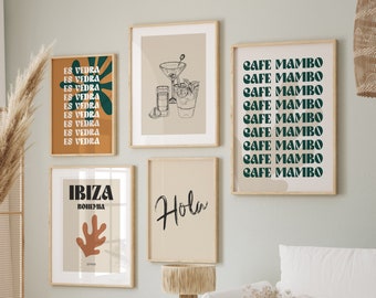 Ibiza Gallery Wall Set of 5, Neutral Travel Wall Art Prints (Digital Download)
