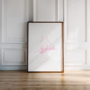 Sailboat Print / boat print, trendy coastal wall art, beach prints, coastal wall art, beach house decor, beachy wall art, PRINTABLE WALL ART