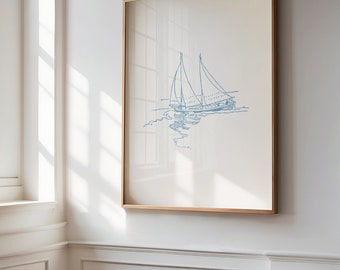 Sailboat Print, Boat Print, Coastal Wall Art, Beach Prints, Beach House Decor, Nautical Wall Art (Digital Download)