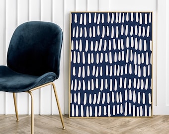 Navy Blue Abstract Art Print, Organic Minimalist Decor (Printable Wall Art)