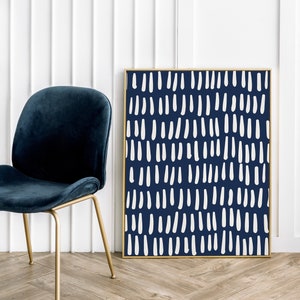 Navy Blue Modern Abstract Print // organic minimalist art, modern art print, navy blue wall art, blue wall art, boho art, PRINTABLE WALL ART
