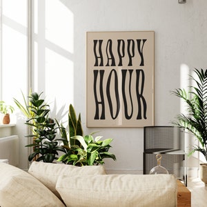 Happy Hour Print / Cocktail Print, Getränke Print, Bar Print, Bar Zubehör, Küchen Print, Barwagen Kunst, Alkohol Poster, DRUCKBARE WAND KUNST