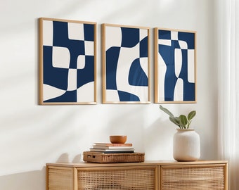 Conjunto de pared de galería azul marino // Conjunto de 3 impresiones azul marino, impresiones de arte moderno, arte de pared minimalista, arte de pared azul marino (Descarga digital)